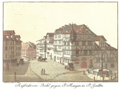 View from Bohl towards St. Mangen in St. Gallen by Zeichner und Kupferstecher